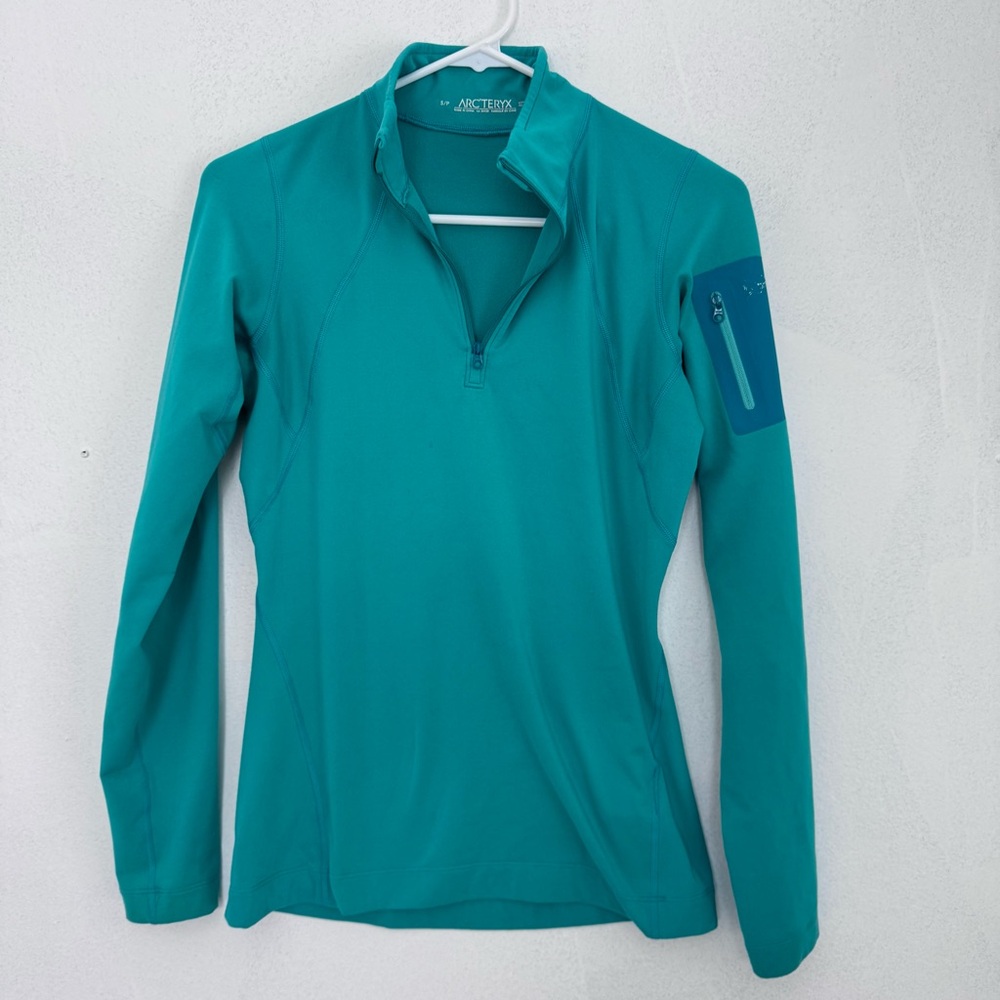 Arc’teryx Quarter-Zip Baselayer long Sleeve Top Teal Green size Small
